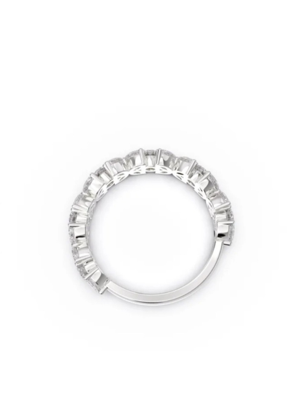 14K White Gold Marquise Moissanite & Round Moissanite 3/4 Eternity Ring - Picture 2 of 8
